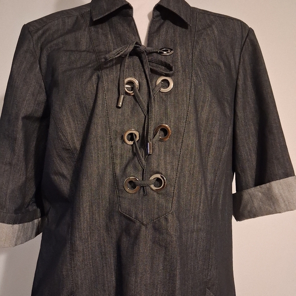 Lafayette 148 Darkwash Denim Midi Dress - Picture 14 of 14